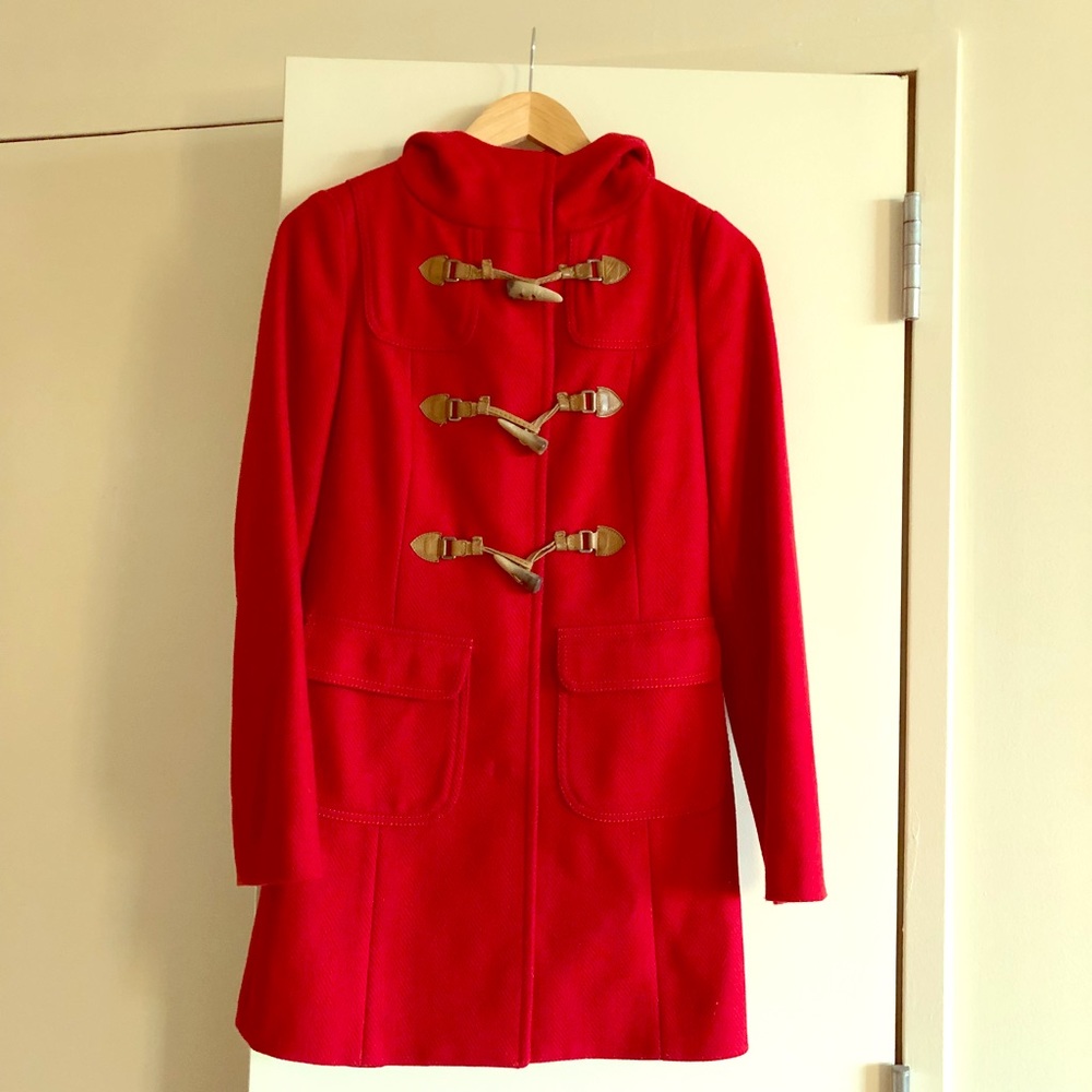 United Colors of Benetton red long duffle coat